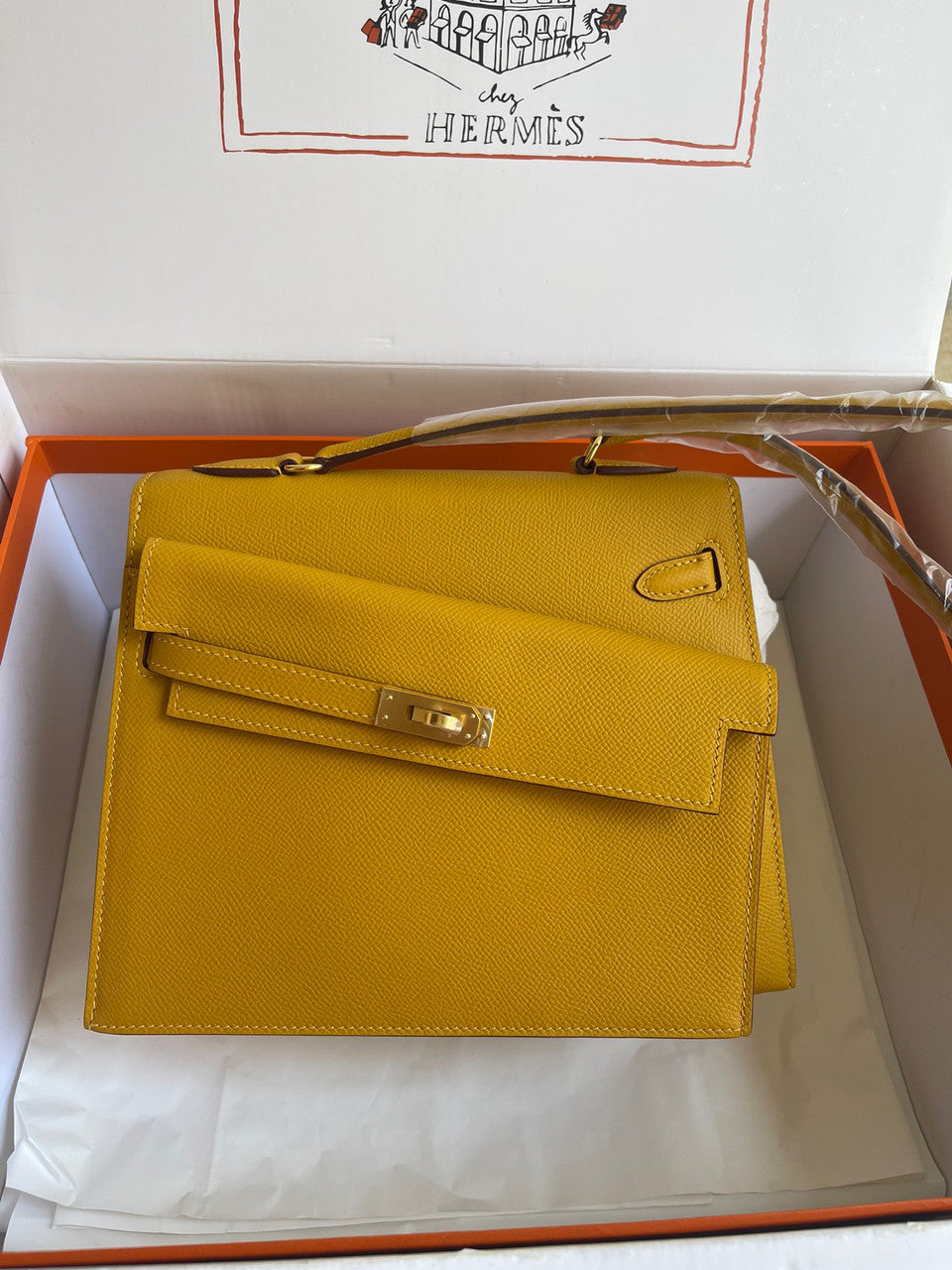 Hermes Kelly Sellier 20 en Desordre Amber