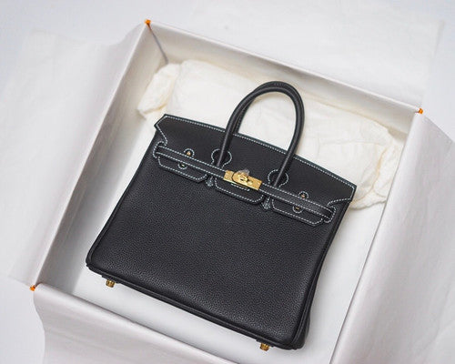 HERMES LIMITED EDITION BIRKIN 25 MISS YOU SELLIER UN POINT SUR DEUX NOIR BLACK MONSIEUR GOLD HARDWARE