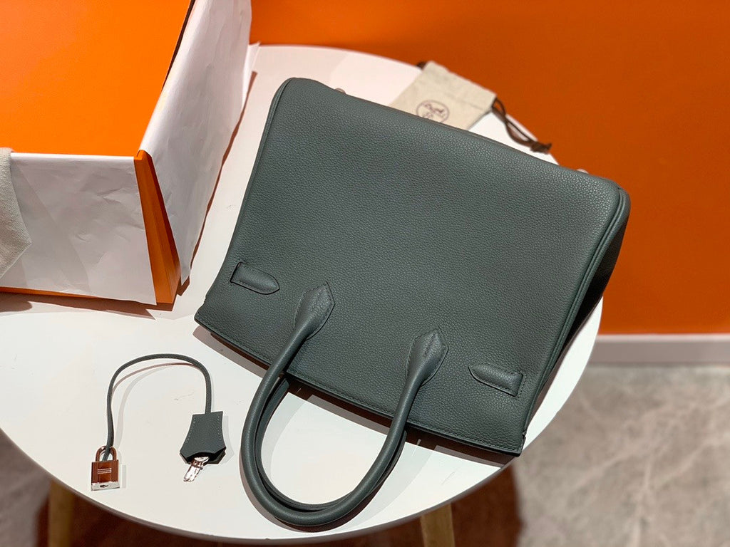 Hermes 63 Vert Amande Birkin 25cm Togo Palladium Hardware