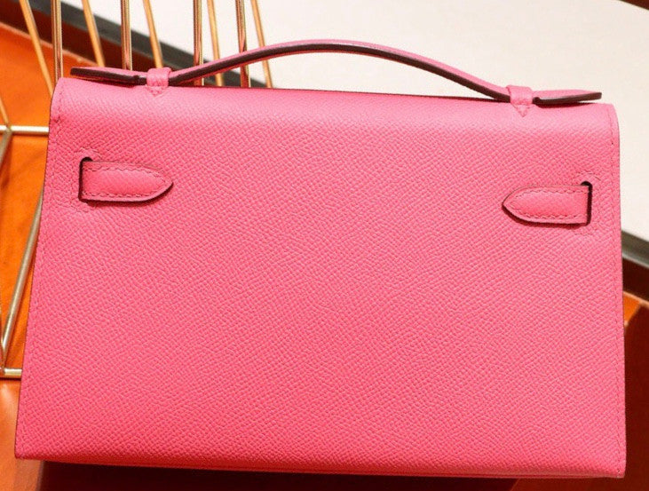 Hermès  8W Rose Azalee Mini Kelly Pochette Epsom leather Gold hardware