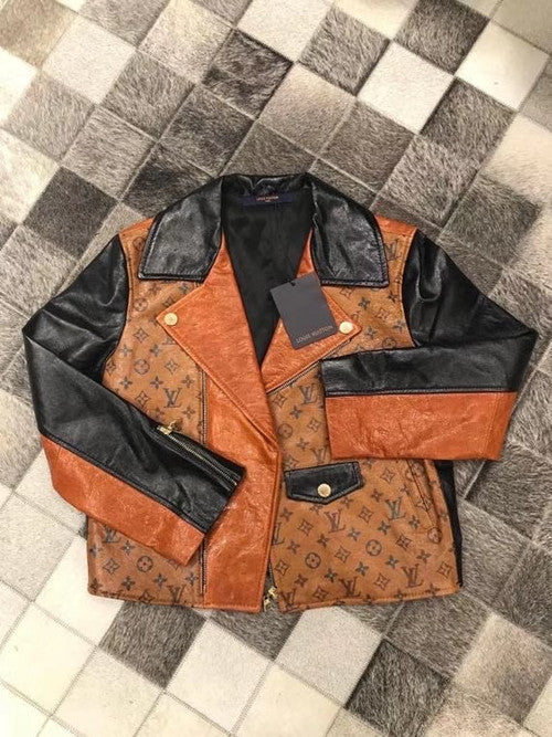 Louis Vuitton 1A82K0 TATTOO MONOGRAM CROPPED LEATHER BIKER JACKET