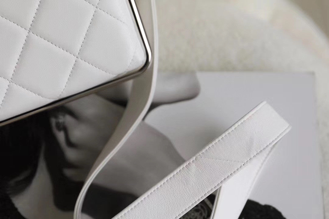 Chanel Lambskin White Clutch