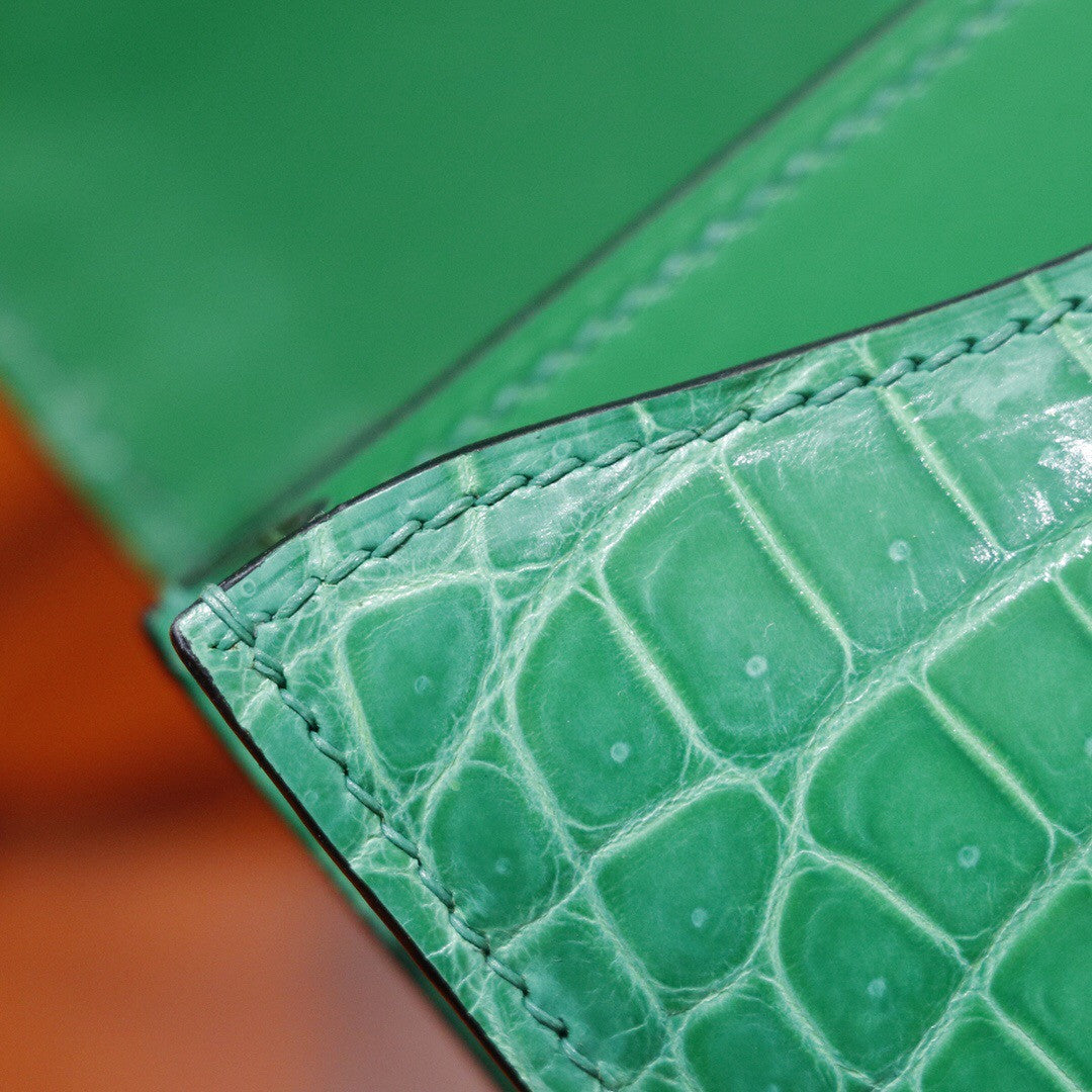 Hermes Bamboo Crocodile Shiny Leather  Constance 23 Bag with 18-karat white gold and diamond