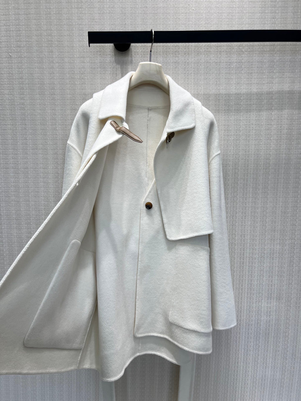Hermès White Cashmere Wrap Coat Hermès