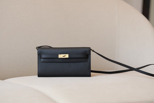 Hermes Kelly Wallet to Go Black EPSOM GHW