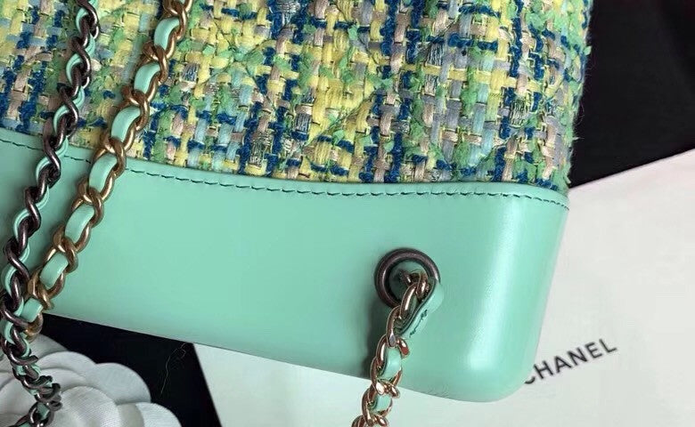 CHANEL'S GABRIELLE Green Tweed Small Backpack