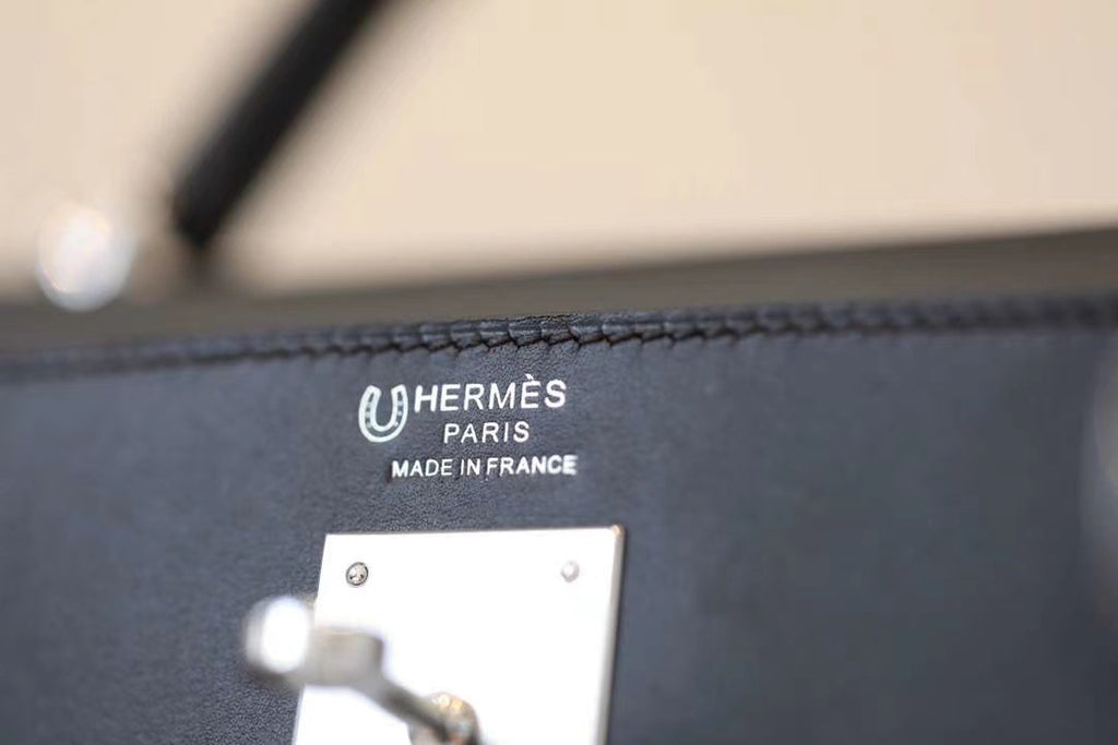 Hermes  LIMITED EDITION VERT ANGLAIS SWIFT LEATHER & TOILE RIGA LAKIS KELLY 32 WITH PALLADIUM HARDWARE