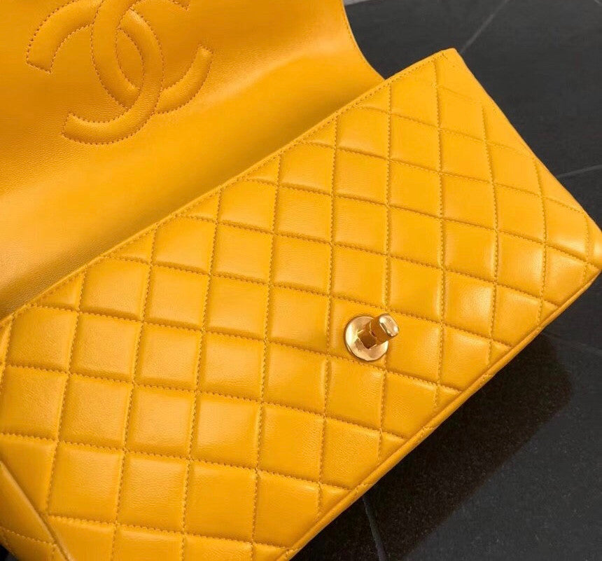 Chanel vintage duo flap bag Yellow