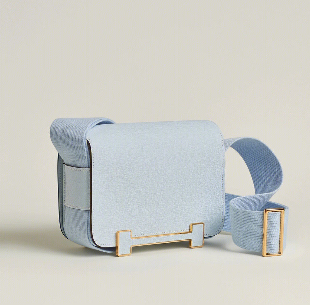 Hermès Geta Bleu Brumé  Chevre Gold Hardware