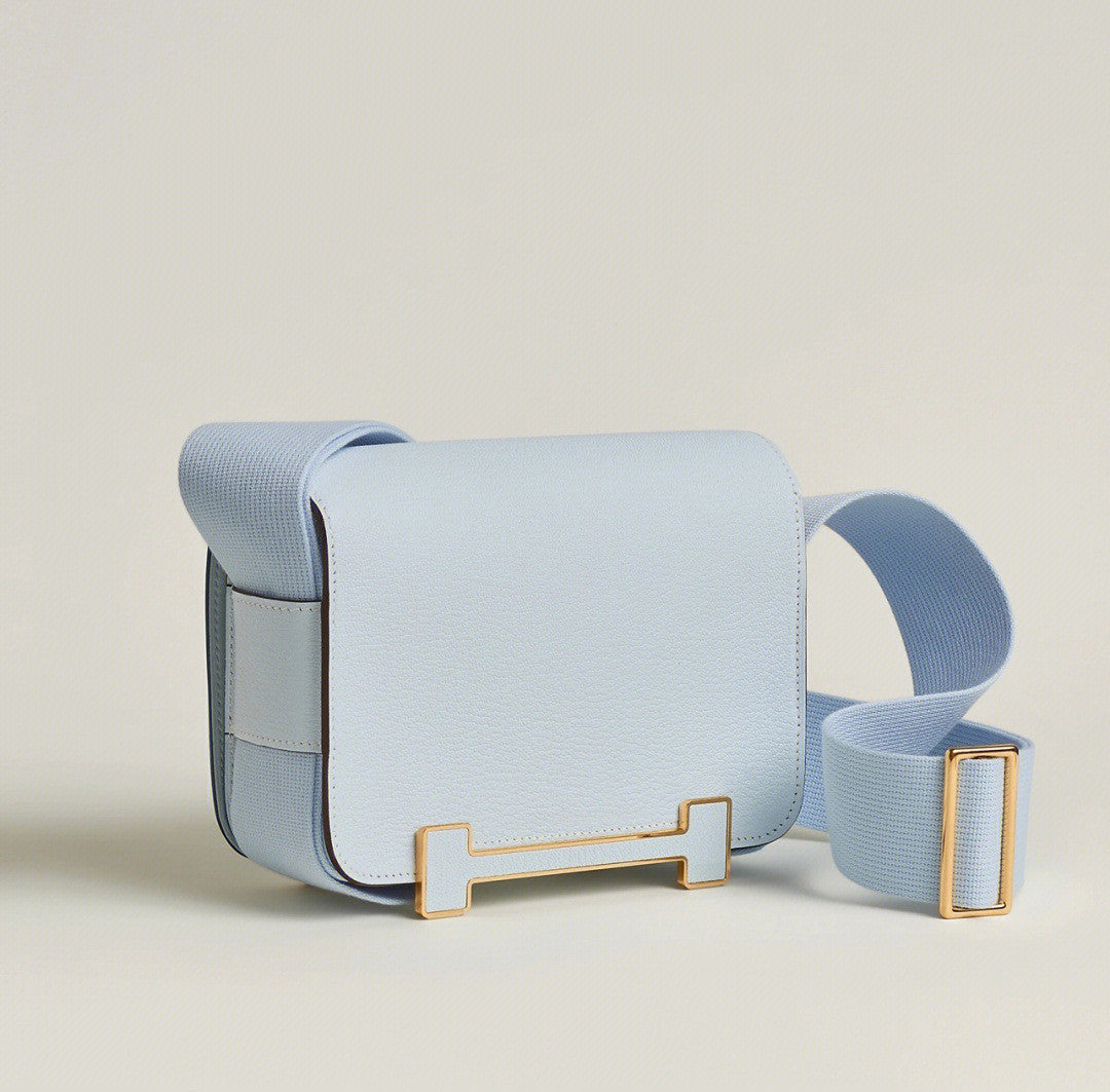 Hermès Geta Bleu Brumé  Chevre Gold Hardware