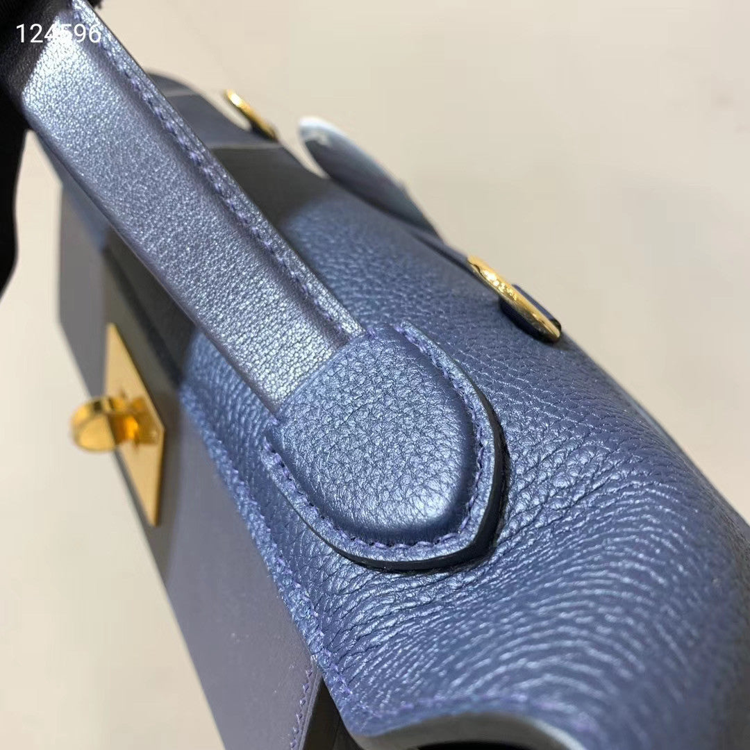 Hermes Kelly 24/24 2Z Blue Nuit Swift & Togo Leather with Gold Hardware
