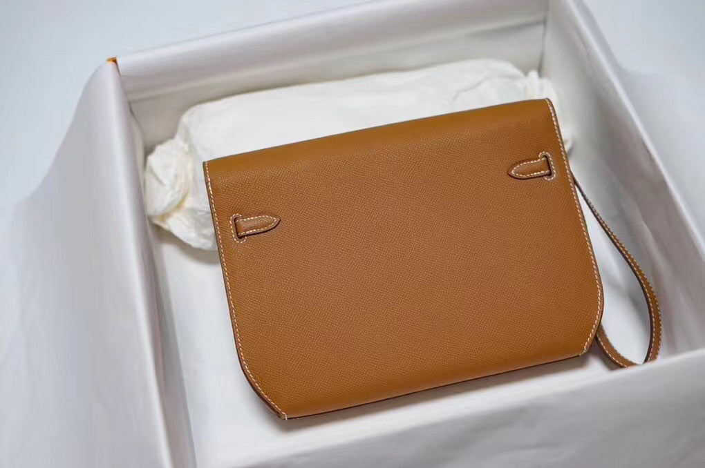 Hermes Kelly Depeches 25 Pochette Gold Epsom Gold Hardware