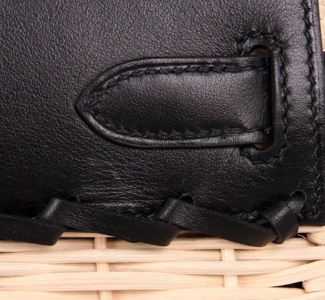 Hermes Limited Edition Black  Picnic Kelly 35 Wicker Palladium Hardware