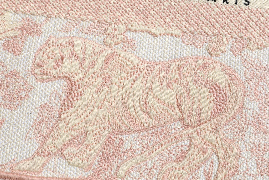 Christian Dior SMALL DIOR BOOK TOTE Pink Multicolor Toile De Jouy Embroidery