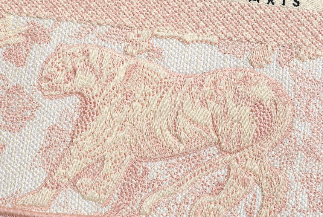Christian Dior SMALL DIOR BOOK TOTE Pink Multicolor Toile De Jouy Embroidery