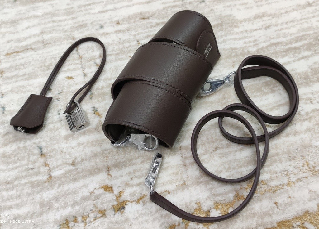 Hermes LIMITED EDITION BROWN SWIFT LEATHER & TOILE CAMOUFLAGE LAKIS KELLY 28 WITH PALLADIUM HARDWARE