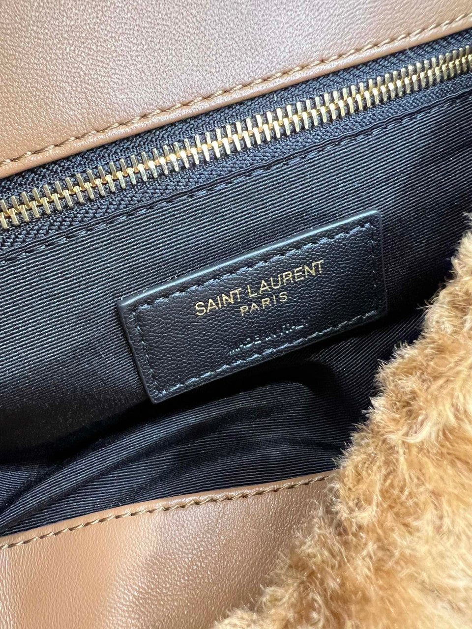 Saint Laurent PUFFER MEDIUM BAG IN MERINO SHEARLING AND LAMBSKI