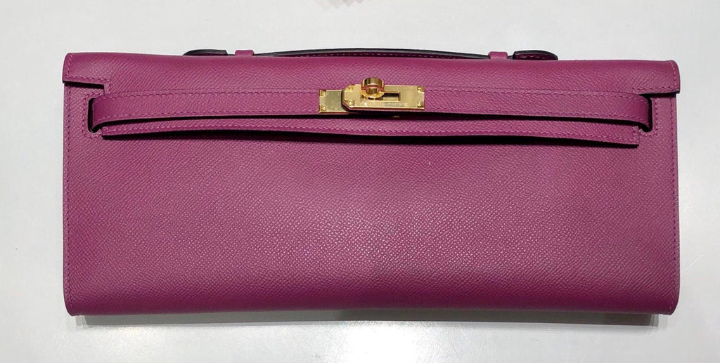 HERMES KELLY CUT CLUTCH BAG TOSCA EPSOM GOLD HARDWARE