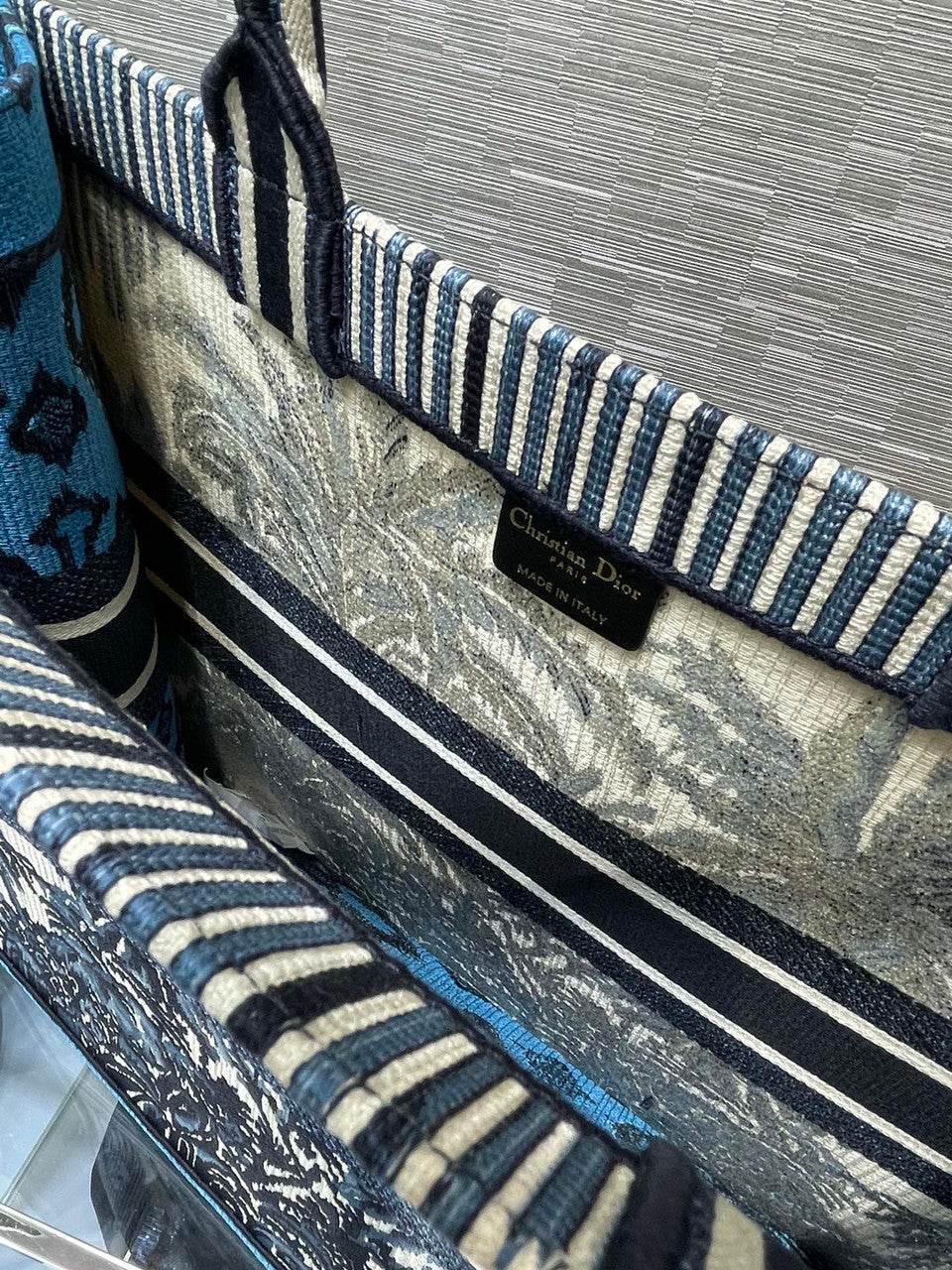 Christian Dior DIOR BOOK TOTE Blue Dior Palms Embroidery Reference: M1286ZREU_M928