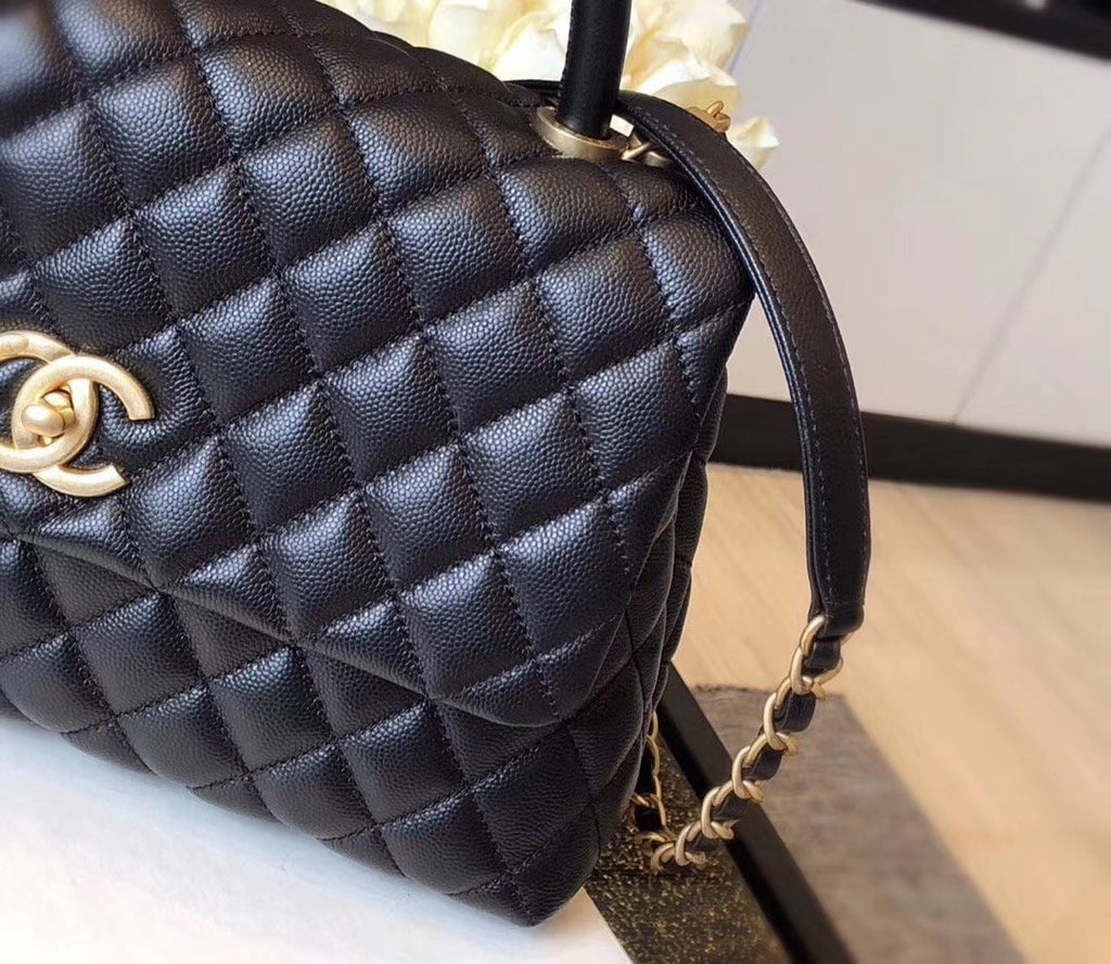 Chanel Mini Coco Handle Bag with Calfskin  Handle Black