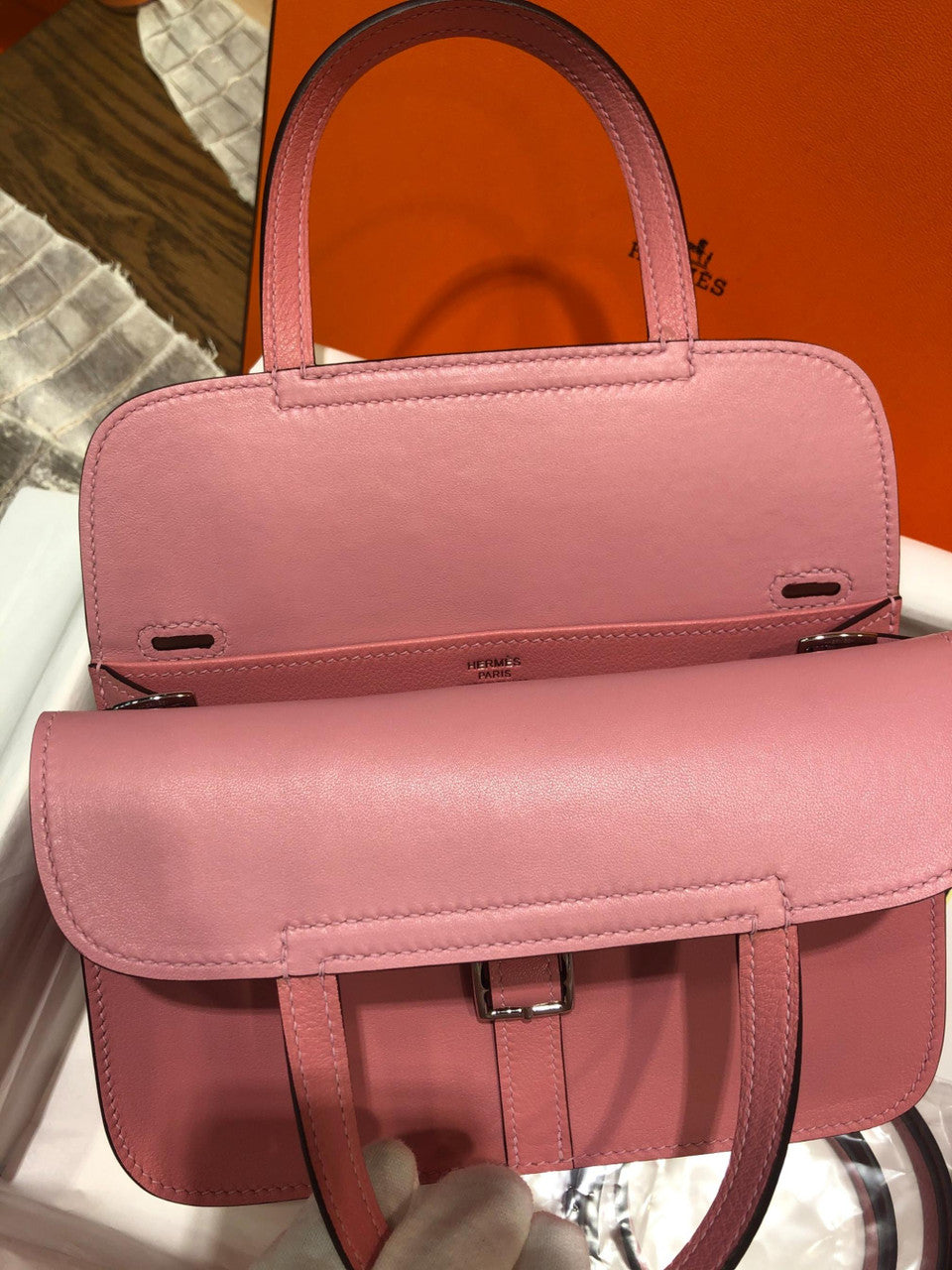 Hermes Pink Sakura Halzan mini bag