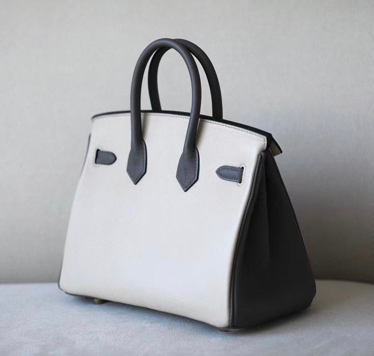 Hermes Special Order Bi-Colour 8F Etain / 10 Craie Birkin 25 cm Epsom Gold  Hardware