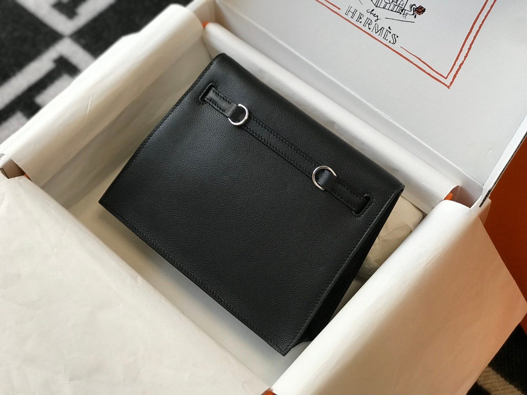 Hermes Black Kelly Danse Bag Evercolour Leather Palladium Hardware