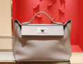 Hermes Kelly 24/24 M8 Gris Asphalte Taurillon Clemence Maurice Leather with Palladium Hardware