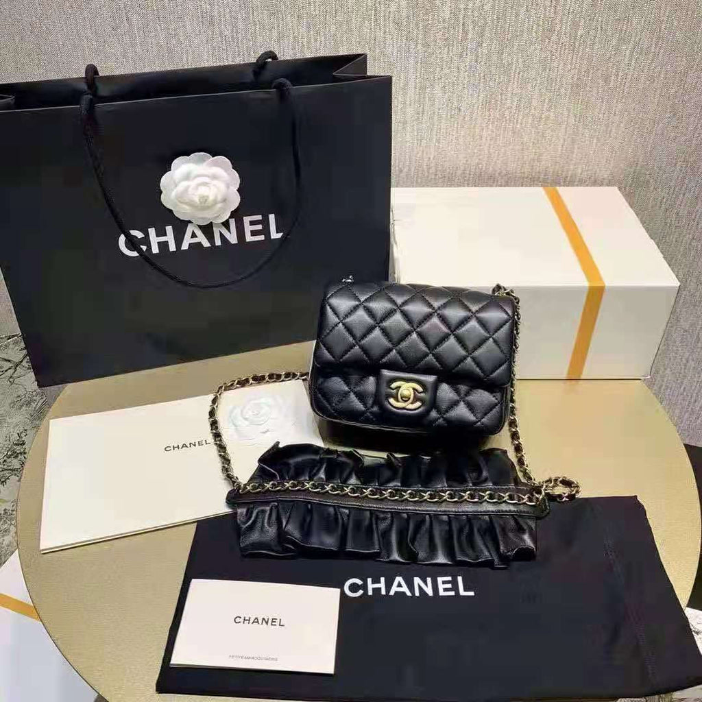 Chanel Small Flap Bag With Bow Strap Black