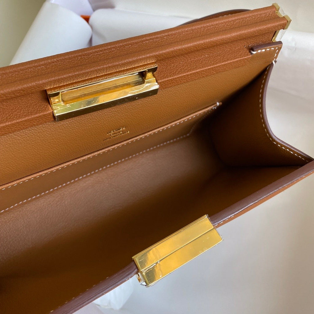 Hermes Clic-H 21 bag Gold Evercolor calfskin  with Gold hardwares
