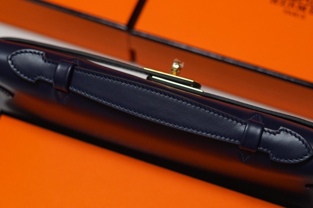 HERMÈS Kelly Cut Black Boxcalf with Peacock Feather GHW Limited Edition