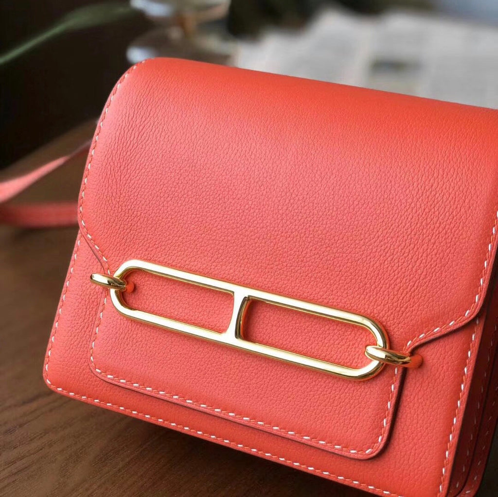 Hermes Orange Evercolor UN POINT SUR DEUX  Mini Roulis Bag