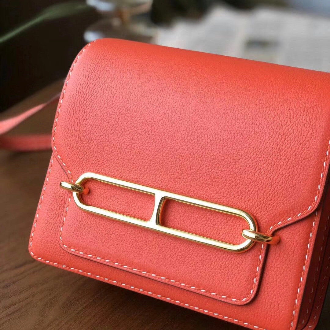 Hermes Orange Evercolor UN POINT SUR DEUX  Mini Roulis Bag