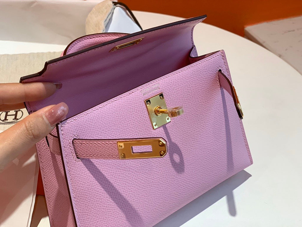 Hermes X9 Mauve Sylvestre  Mini Kelly II 20 Epsom calf Gold Hardware