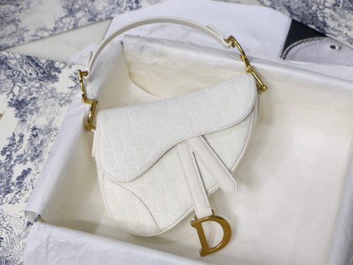 Christian Dior Mini SADDLE BAG White Dior Oblique Jacquard