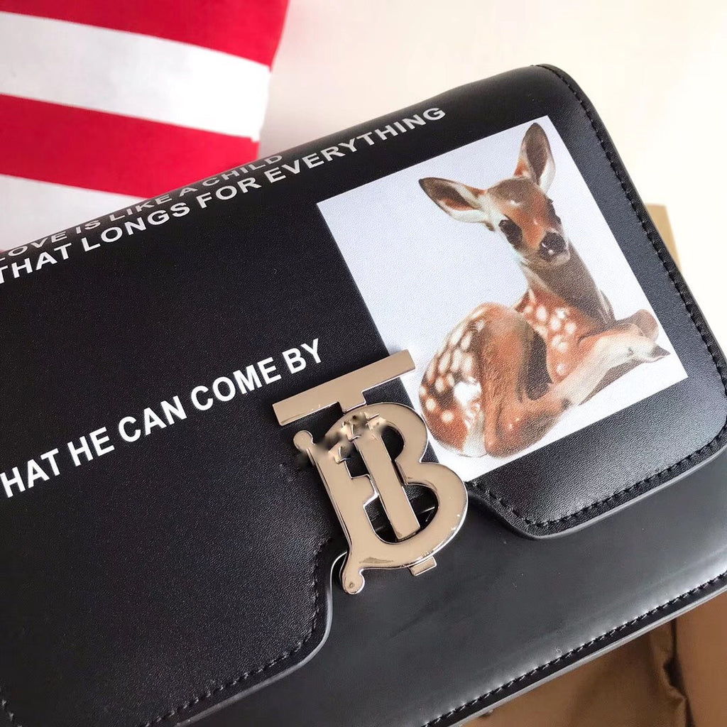 Burberry Small Montage Print Leather TB Bag (Bambi Bag)