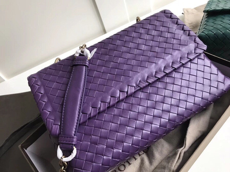 Bottega Beneta SMALL OLIMPIA BAG IN INTRECCIATO NAPPA Purple