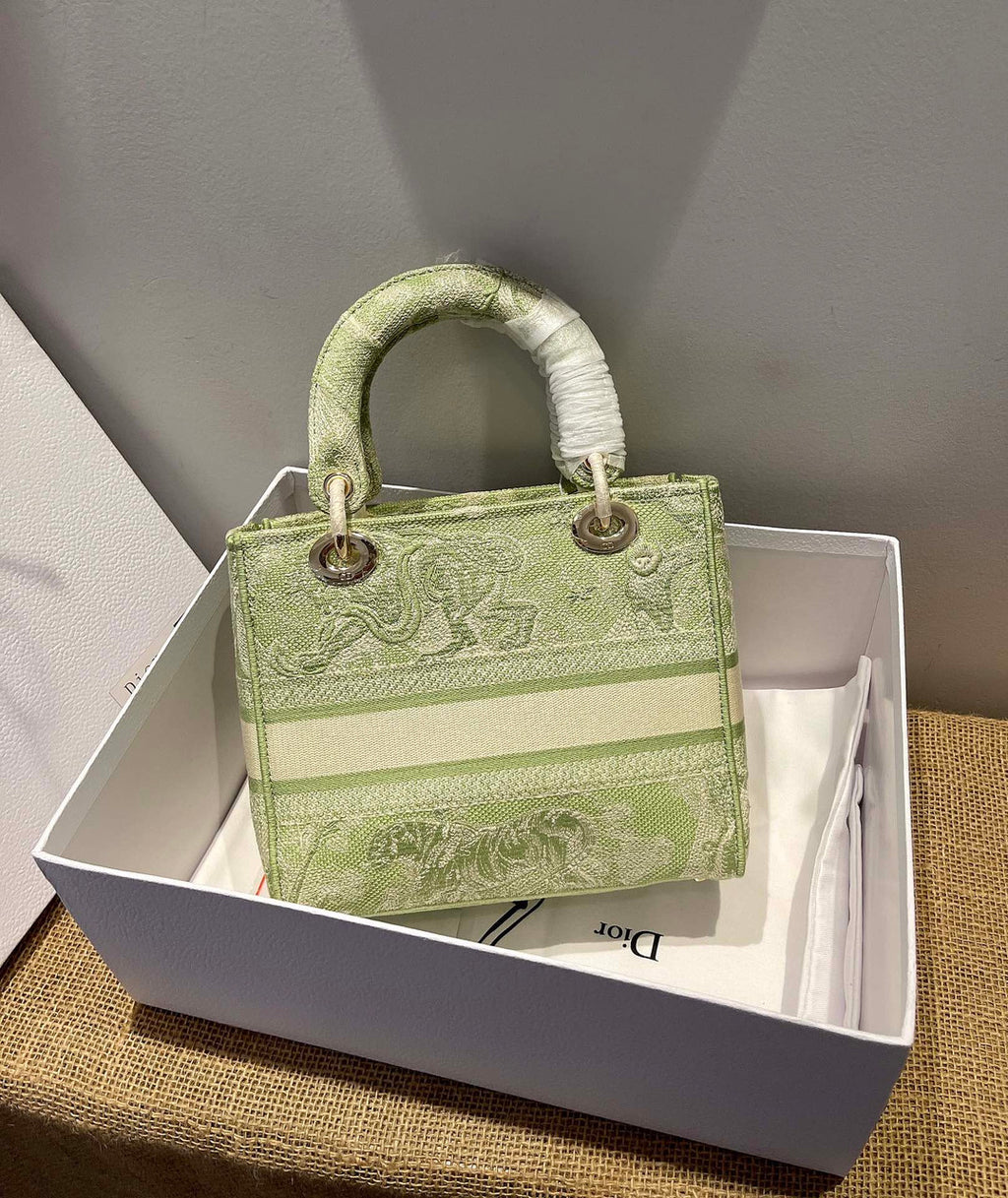 Christian Dior MEDIUM LADY D-LITE BAG Gray Toile de Jouy Reverse Embroidery