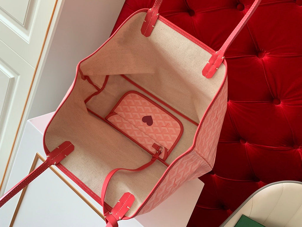 Goyard Limited Edition "LOVE"   St Louis GM Tote Pink Chevron Bag