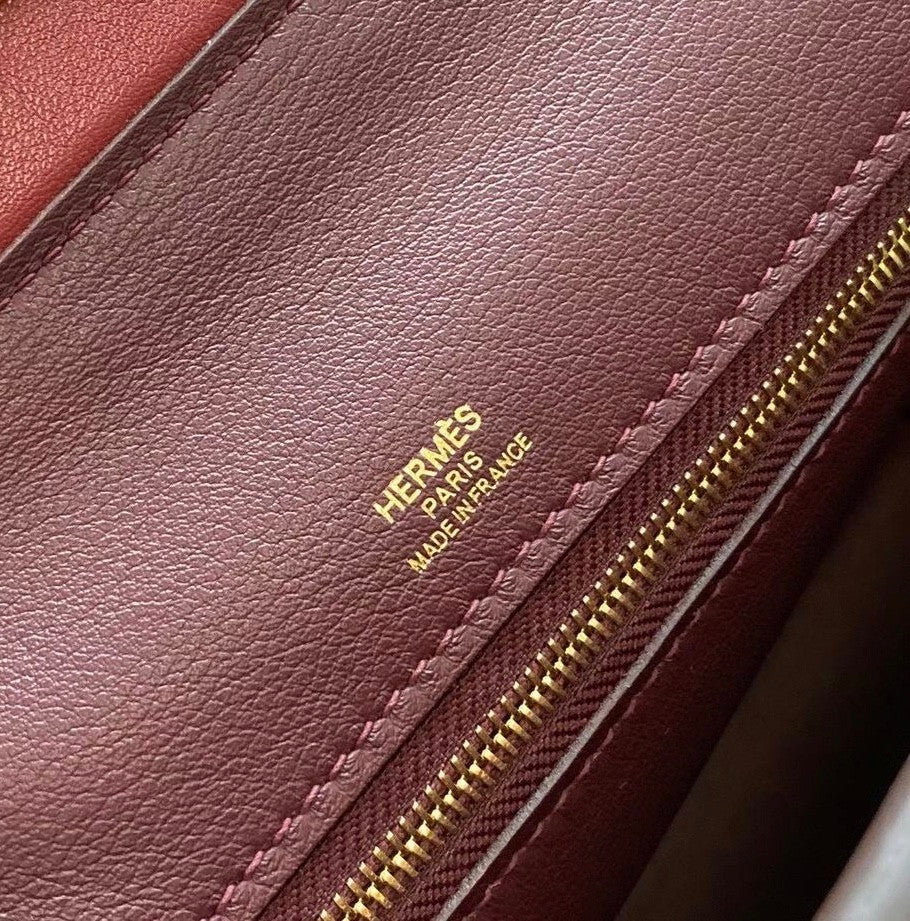 Hermes Kelly 24/24 Bordeaux/Red Swift & Togo Leather with Gold Hardware