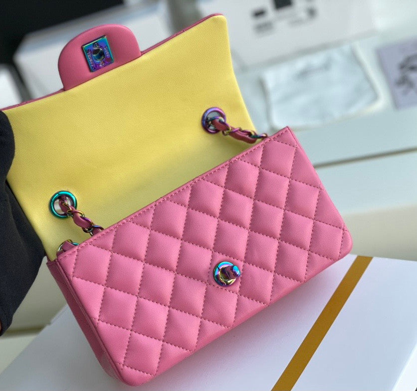 Chanel Rainbow Metal mini flap bag Pink