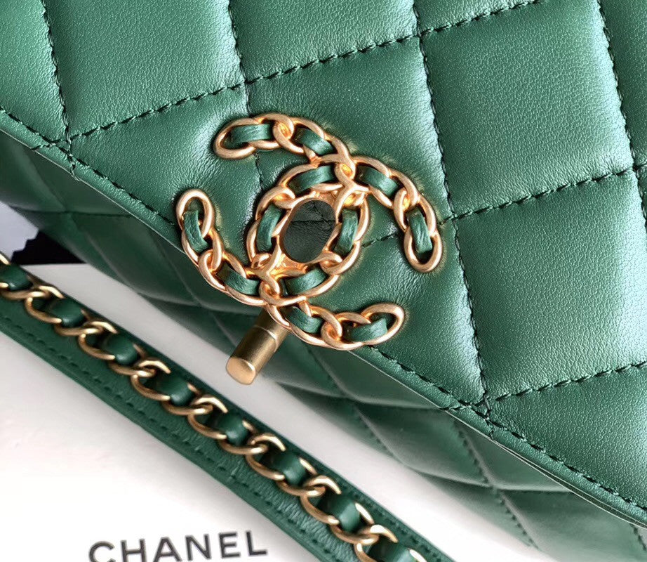 Chanel Flap Bag With Top Handle AS0970 Green