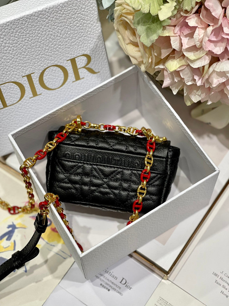 Christian Dior MICRO DIOR CARO BAG Black Supple Cannage Calfskin