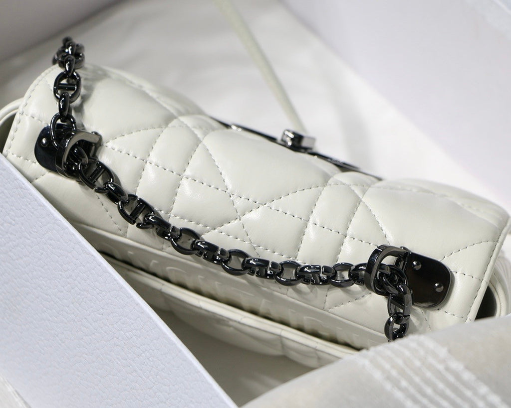 Christian Dior SMALL DIOR CARO BAG Latte Quilted Macrocannage Calfskin