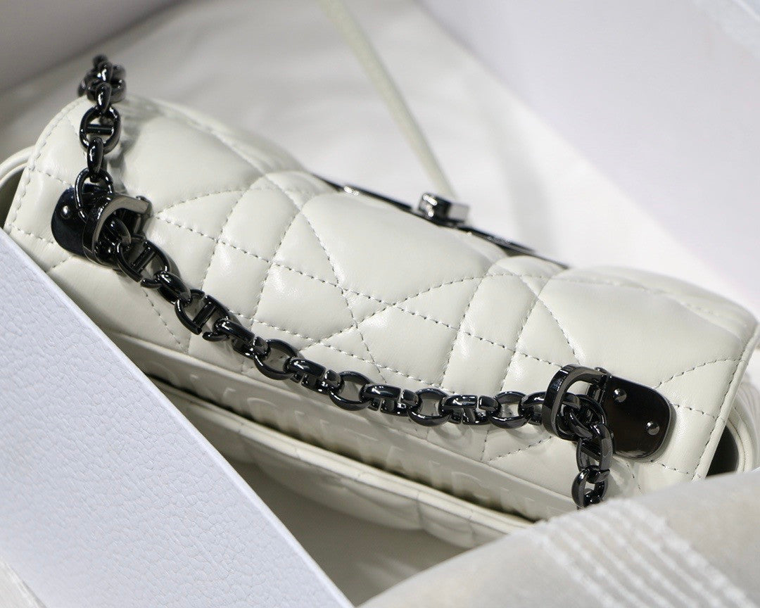 Christian Dior SMALL DIOR CARO BAG Latte Quilted Macrocannage Calfskin