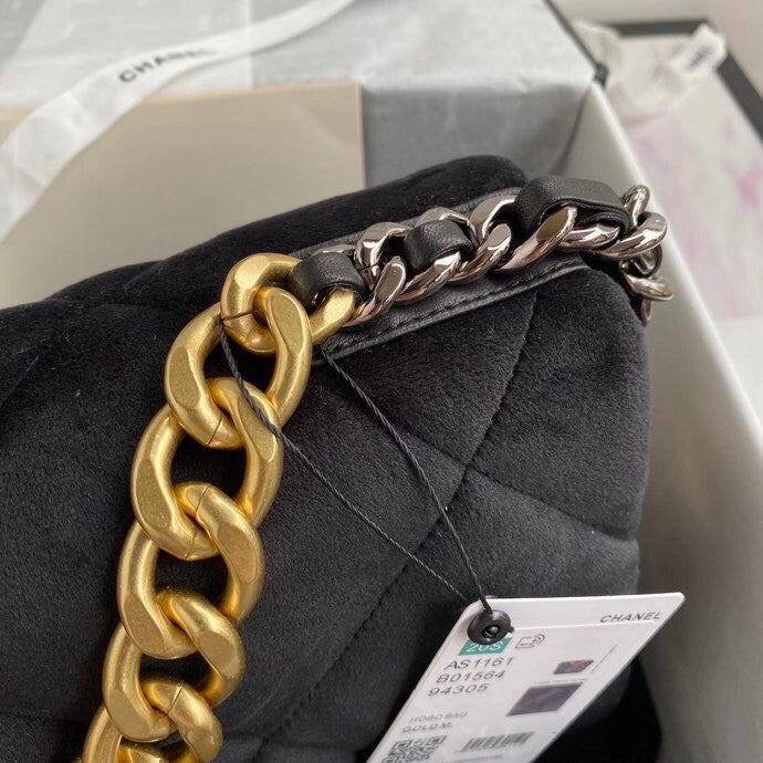 Chanel Velvet 19 flap bag Black