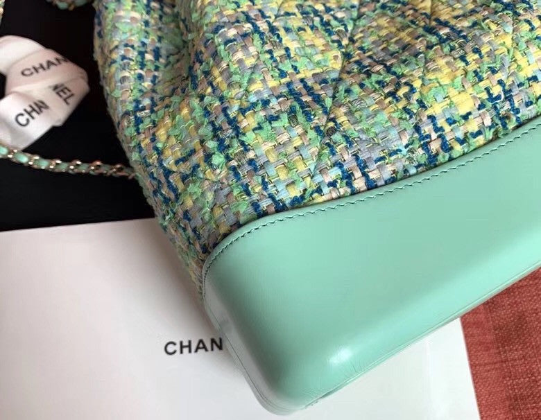 CHANEL'S GABRIELLE Green Tweed Small Backpack