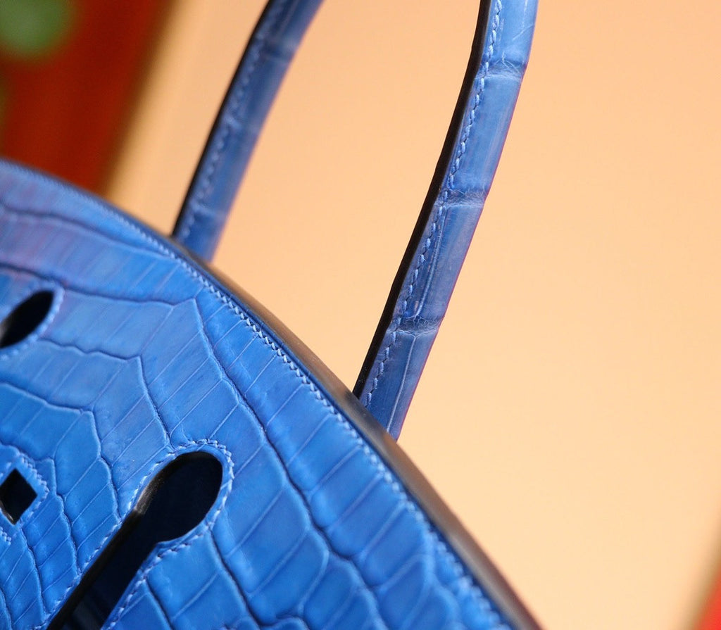 Hermes 7W Bleu Izmir  Birkin 30 in Niloticus Crocodile with Palladium hardware