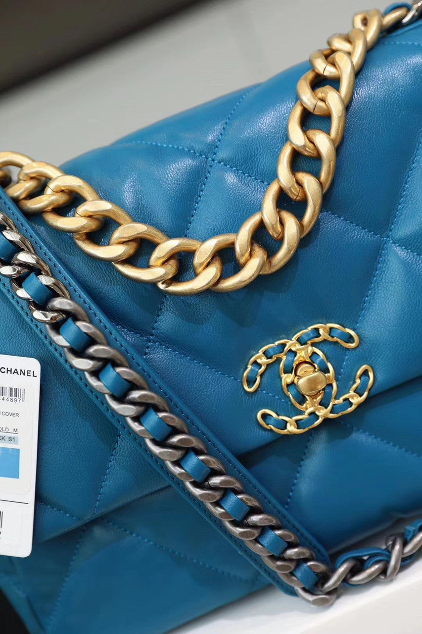 CHANEL 19 Large Flap Bag Blue