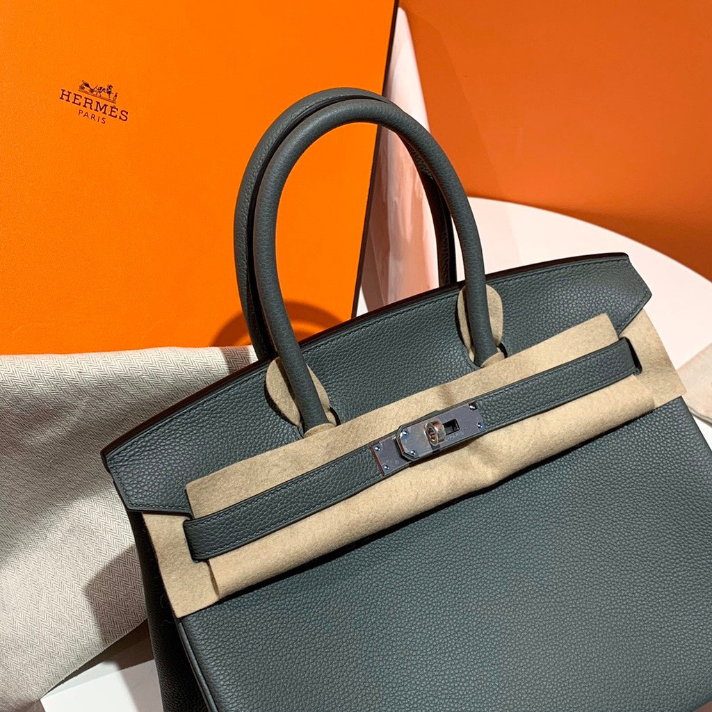 Hermes 63 Vert Amande Birkin 25cm Togo Palladium Hardware